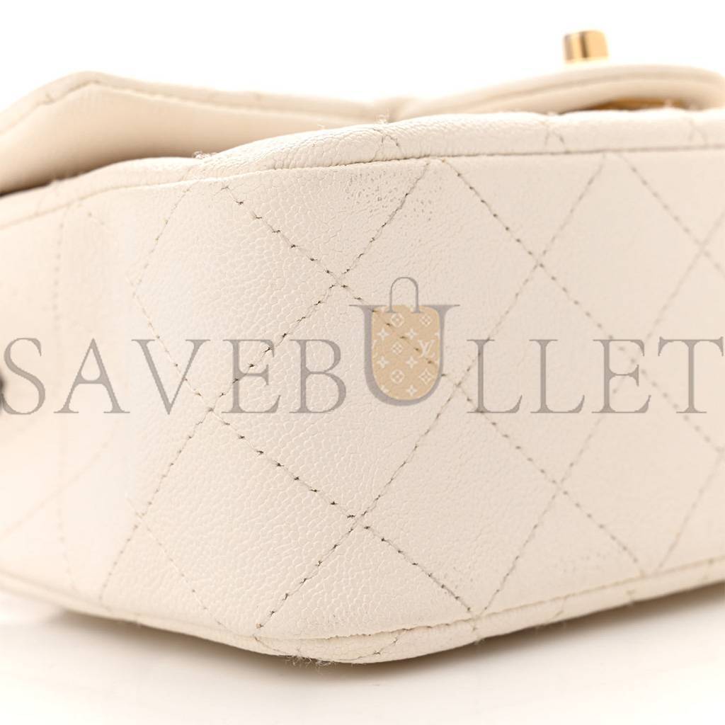 Ch*el master  caviar quilted mini top handle rectangular flap white as2431 (20*13*9cm)